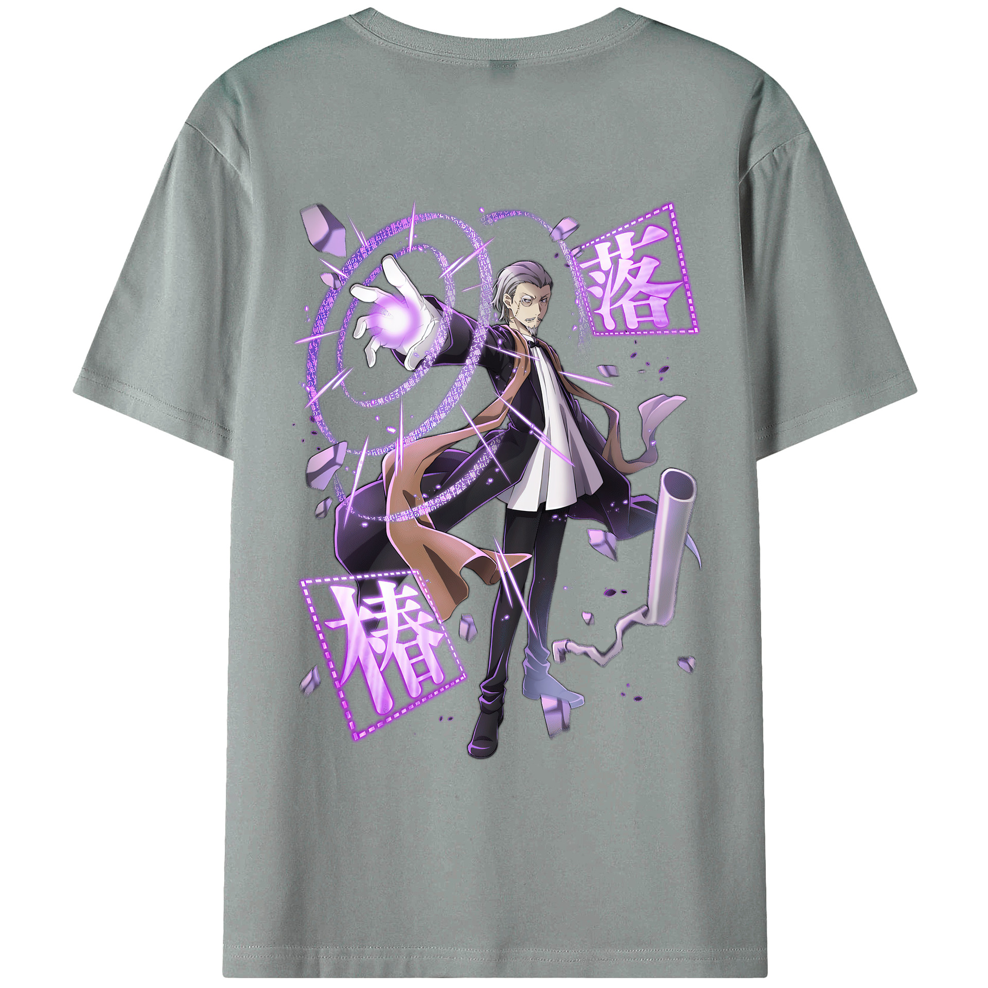 （画像用） 文豪ストレイドッグス Bungo Stray Dogs 綿100％ メンズ半袖Tシャツ（バックプリント） 通気性